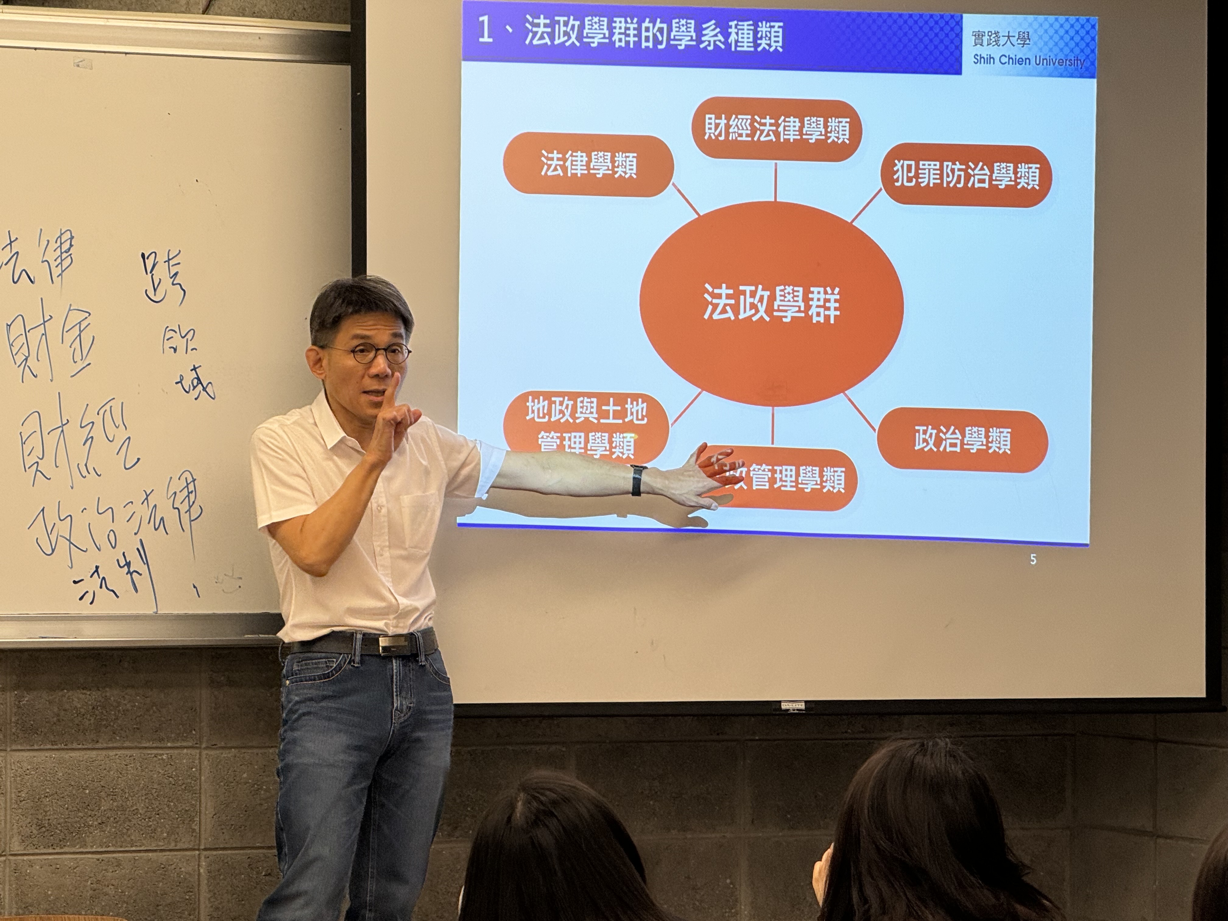 Director Jiang Chong-yuan of the Department of Law conducted a lecture for the Law and Politics group.